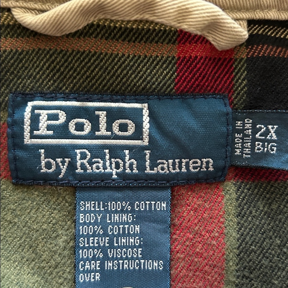 Polo Ralph Lauren Khaki Jacket Men’s 2XL Zip-Up Preppy Casual Plaid Lining - Picture 6 of 12